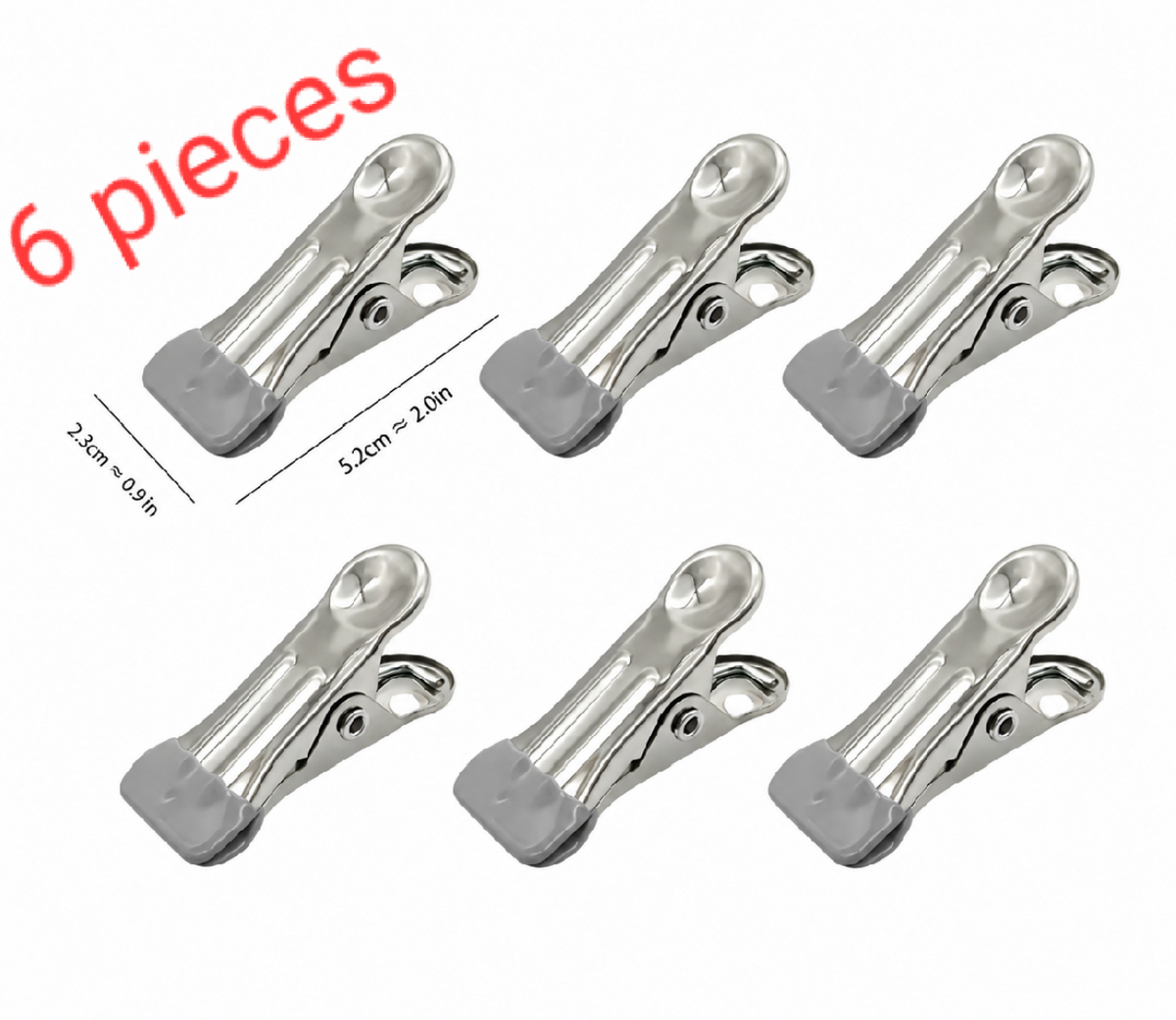 Stainless steel multi function clips, 6 pieces