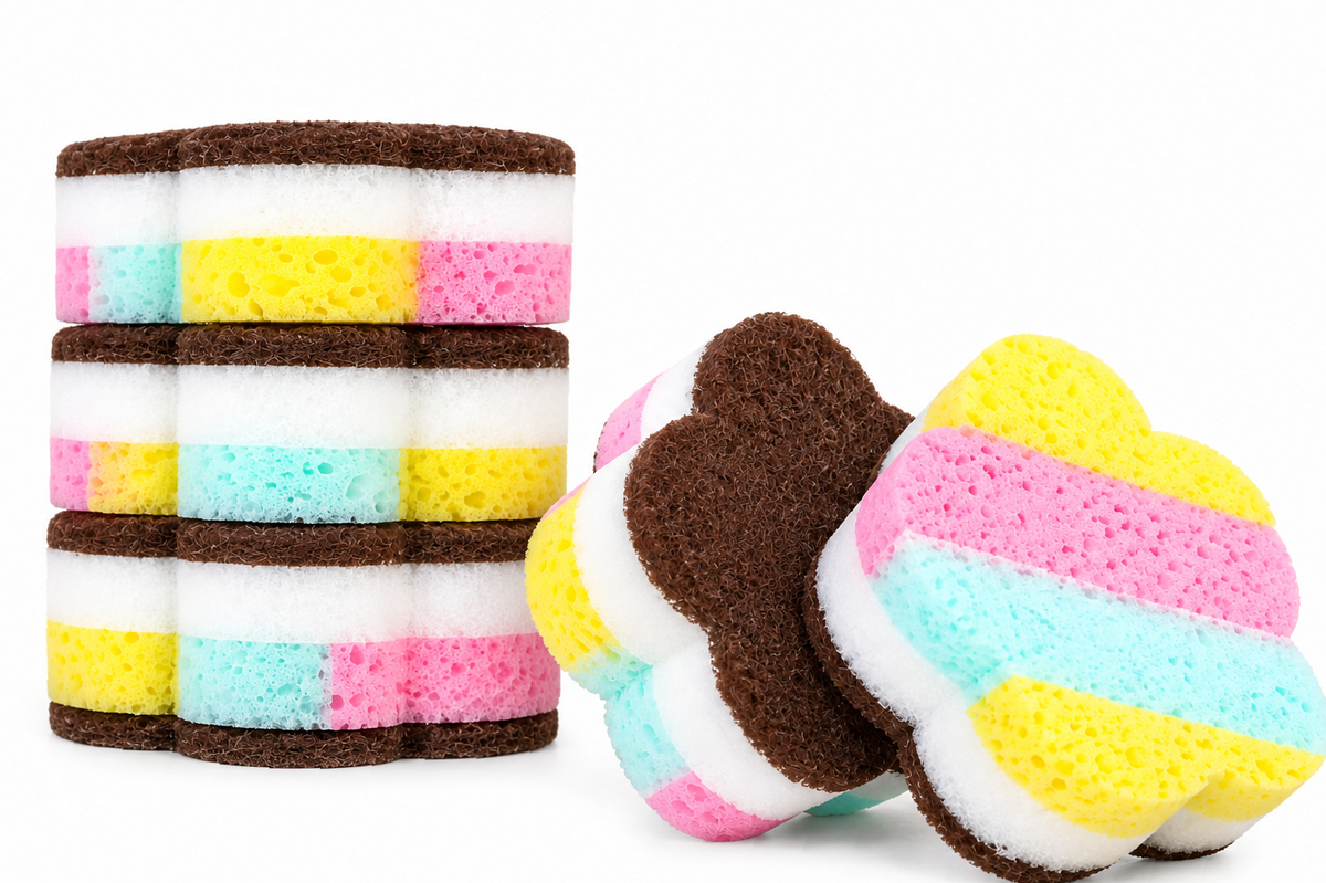 Flower Shape Kitchen Scrub Sponge | Reusable Dishwashing & Cleaning Scrubber | 9cm