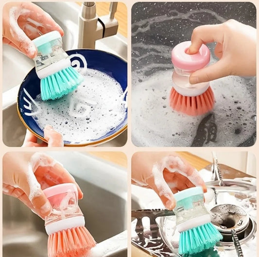 1 piece press type dispensing dishwashing brush