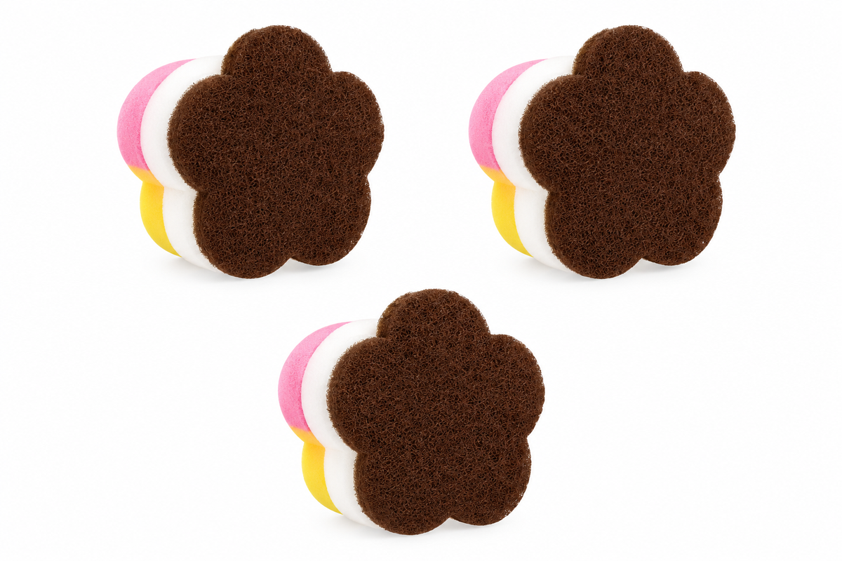 Flower Shape Kitchen Scrub Sponge | Reusable Dishwashing & Cleaning Scrubber | 9cm